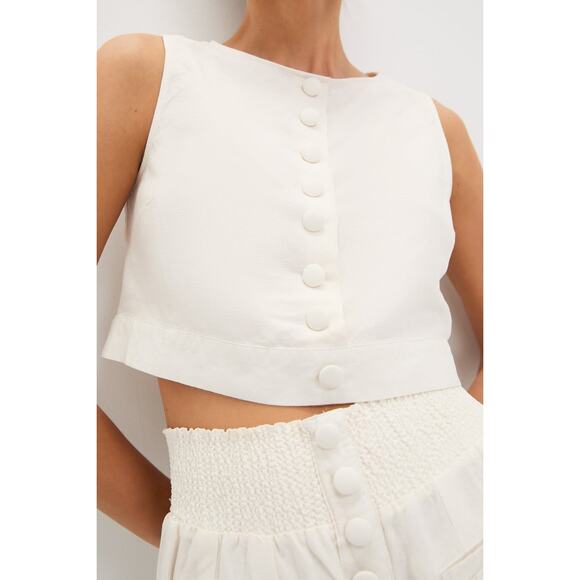 WEWOREWHAT Off-White Boxy Linen Boatneck Top Size 0 NWT Retail $99 Tuckernuck - Picture 6 of 8